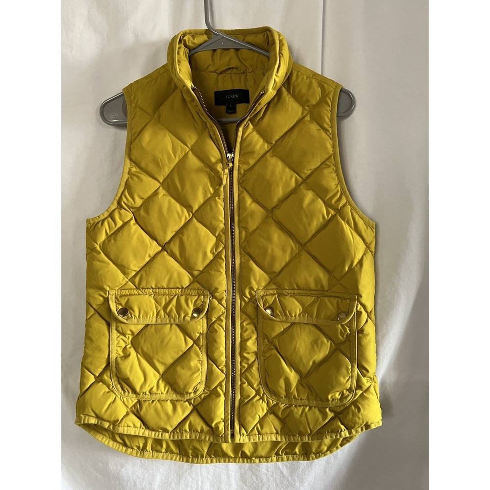 J. Crew Women's Mustard‎ Yellow Diamond Quilted Down Vest Size S